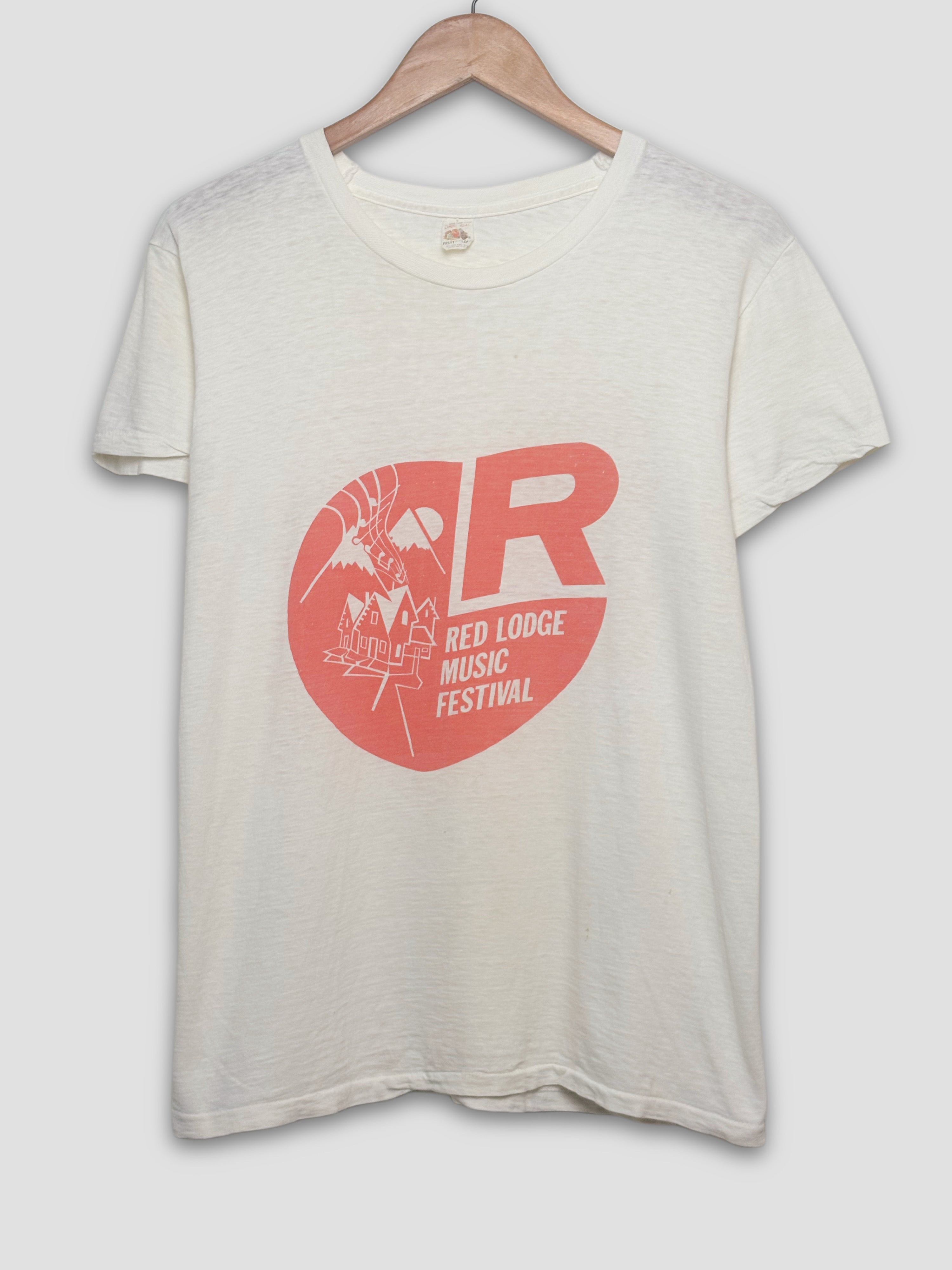 1960's Red Water Print Music Festival White T-Shirt