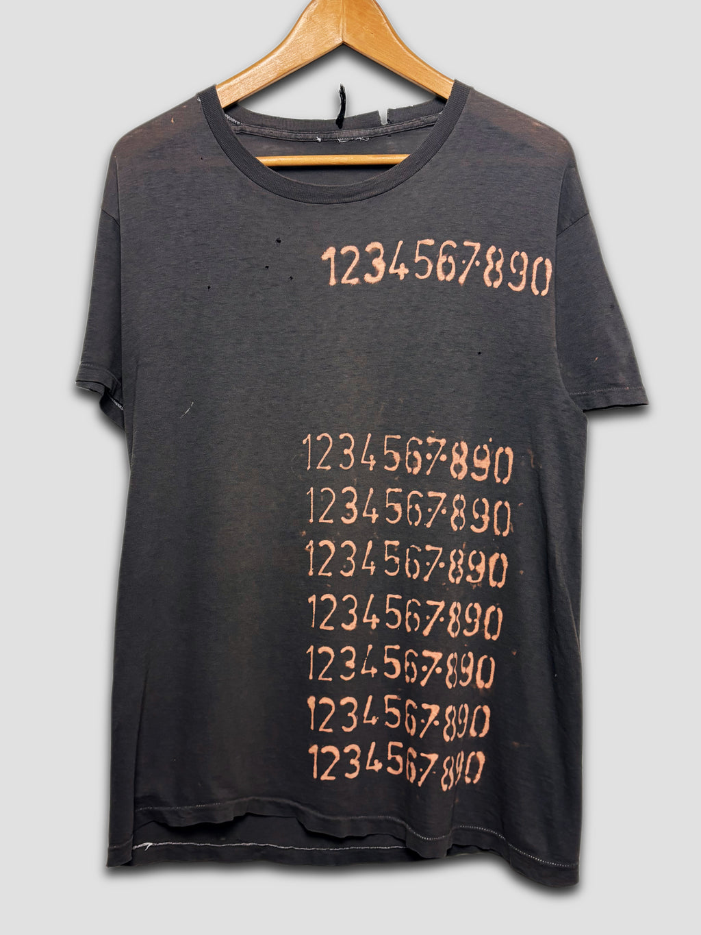 Vintage 80’s 90’s “1234567890” Faded (Bleach) T-Shirt
