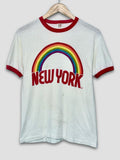 Vintage 1980 New York Rainbow Ringer T-Shirt