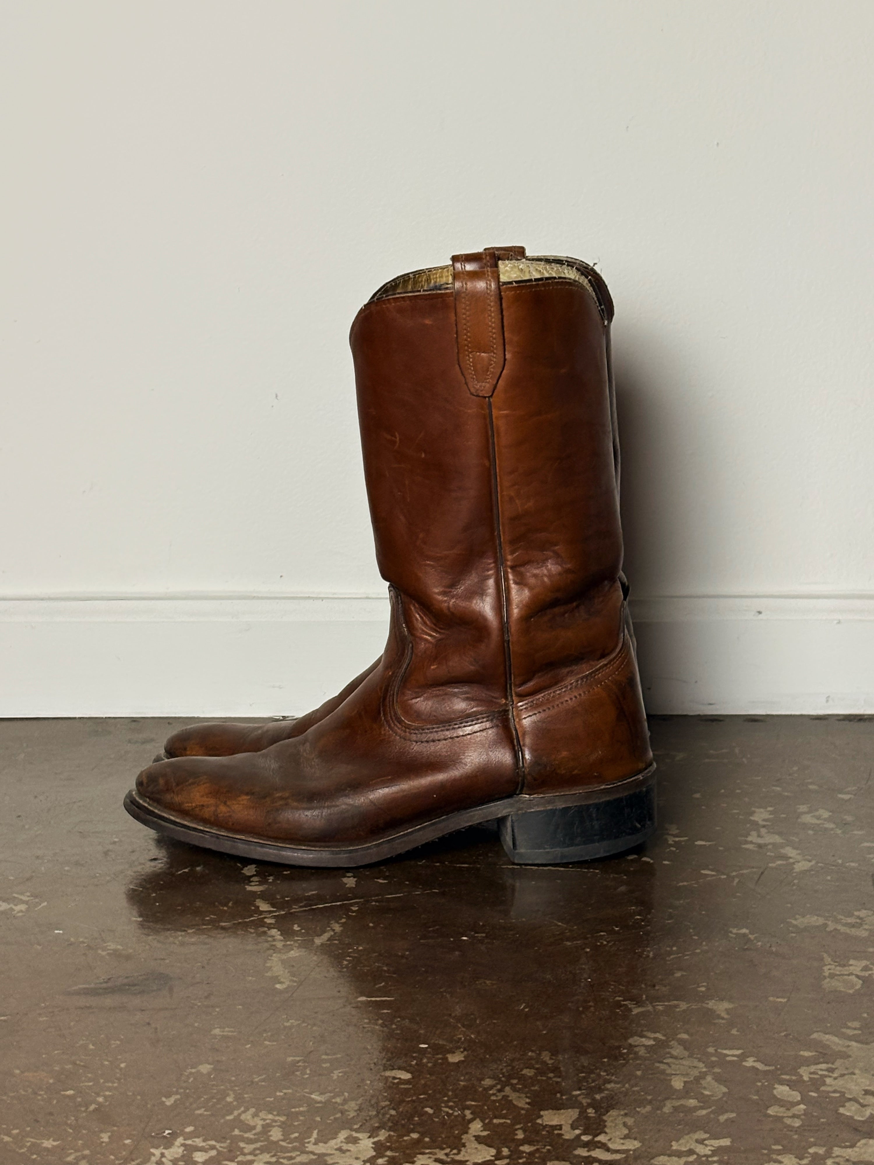 Vintage Brown Leather Boots (Roper)