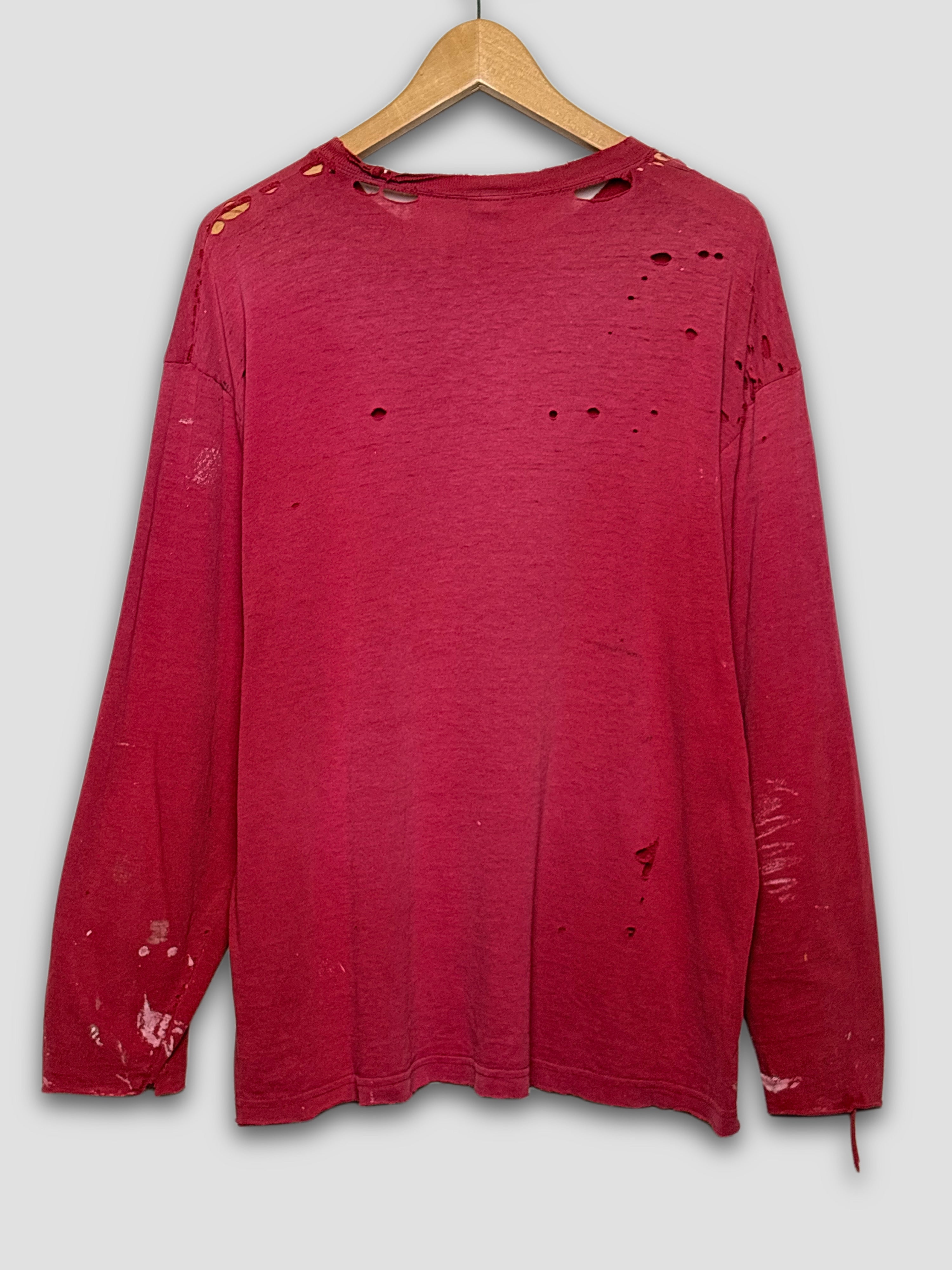 Distressed/Painted Old Navy Red LongSleeve Shirt