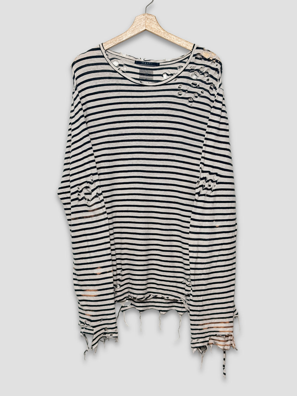 ‘KSUBI’ Striped Distressed LongSleeve T-Shirt