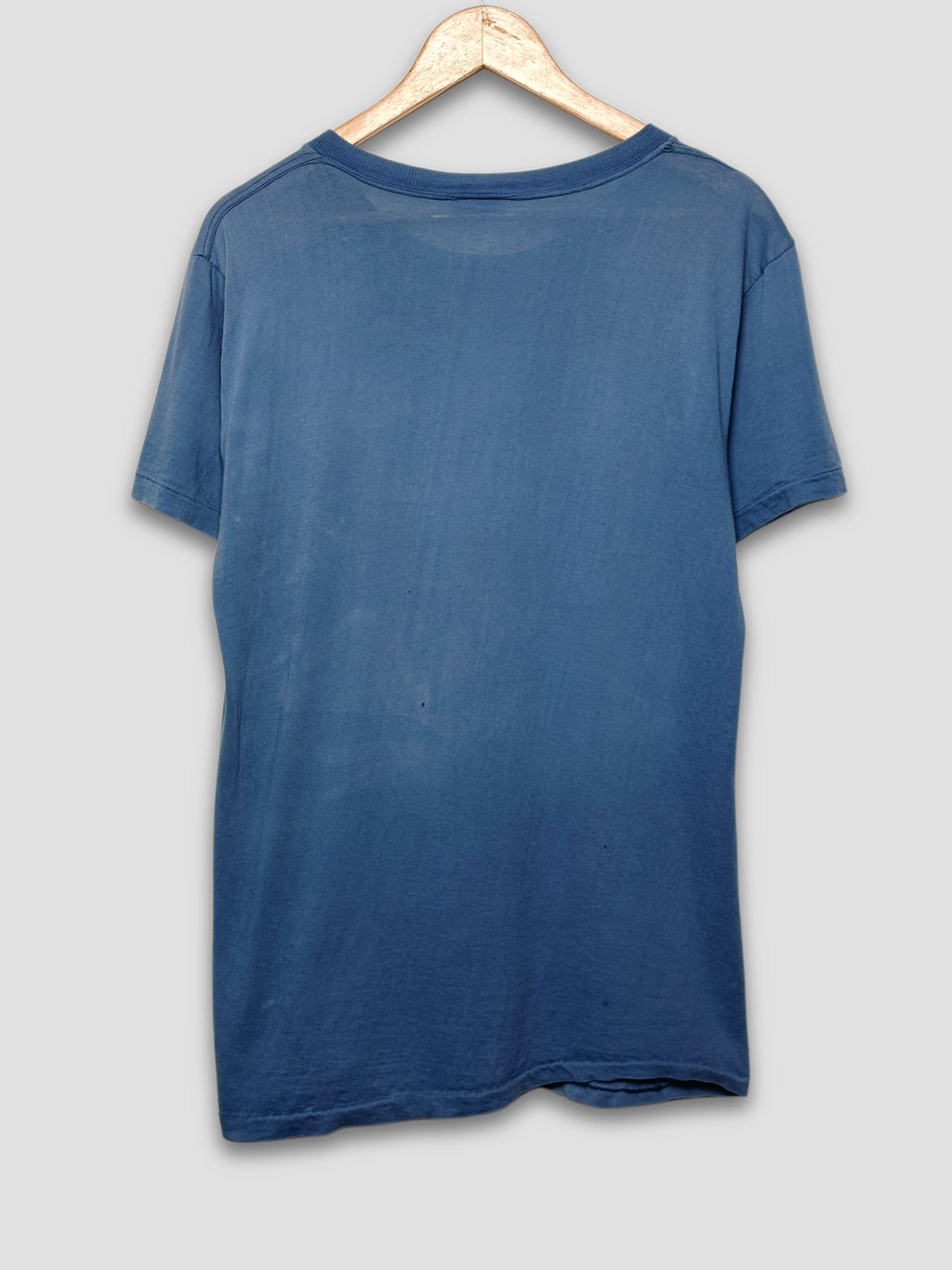 Vintage 70s 80s Blue Pocket T-Shirt With Paint Splatter