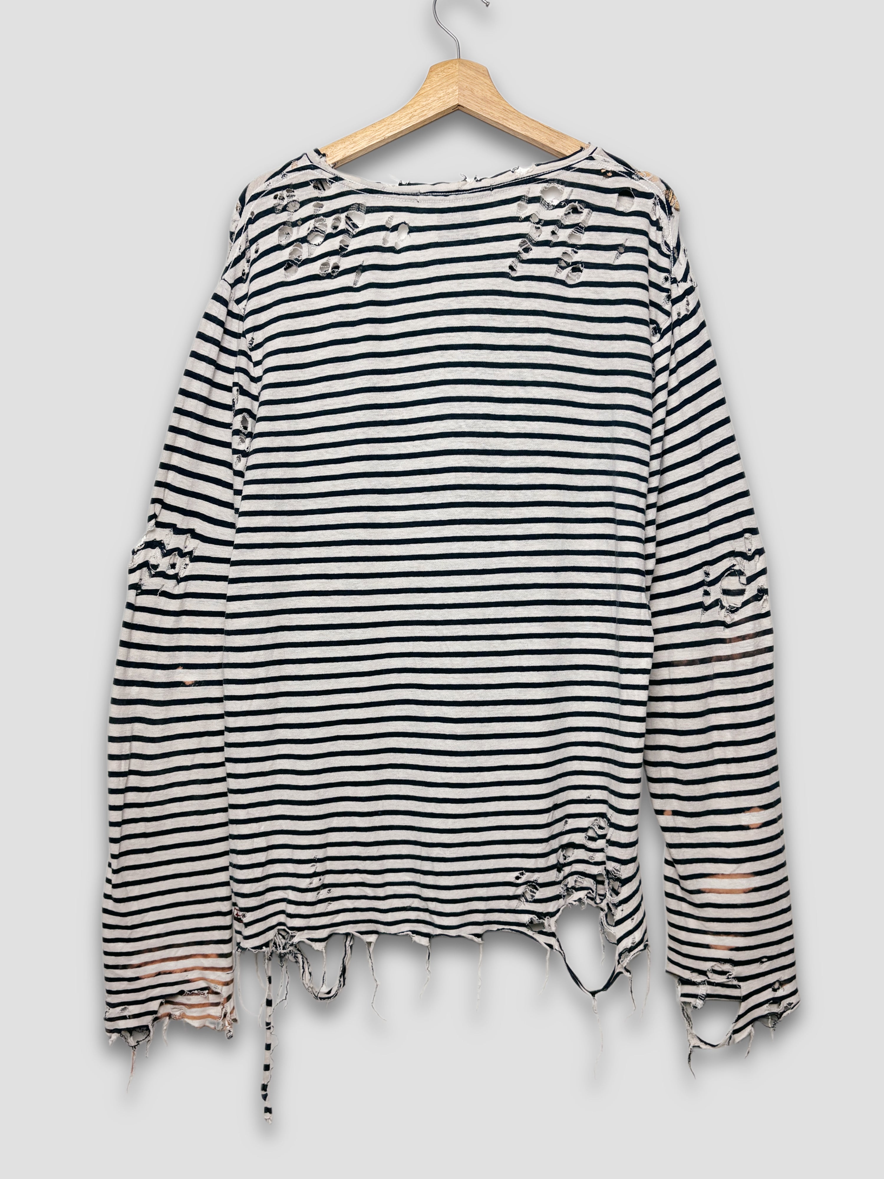 ‘KSUBI’ Striped Distressed LongSleeve T-Shirt
