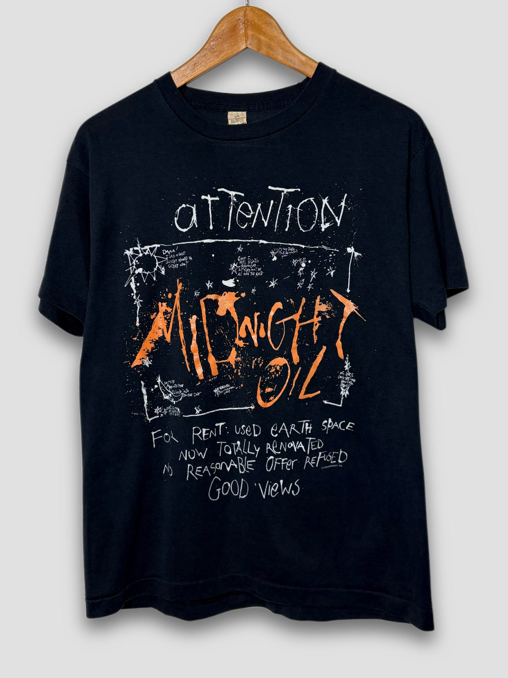 Vintage 1988 Midnight Oil “Attention” Single Stitch T-Shirt