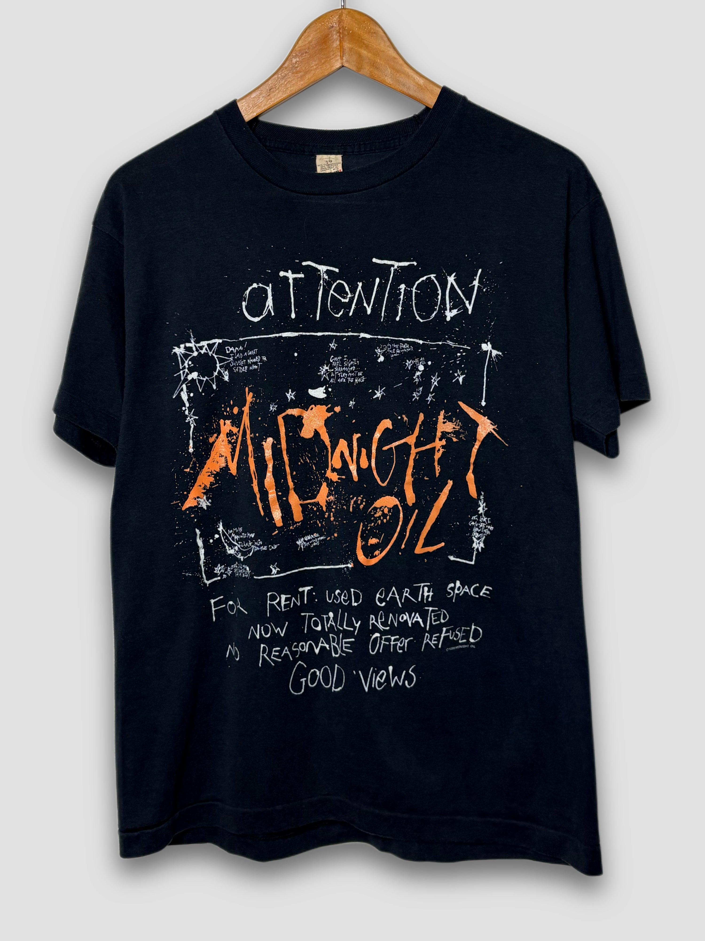 Vintage 1988 Midnight Oil “Attention” Single Stitch T-Shirt
