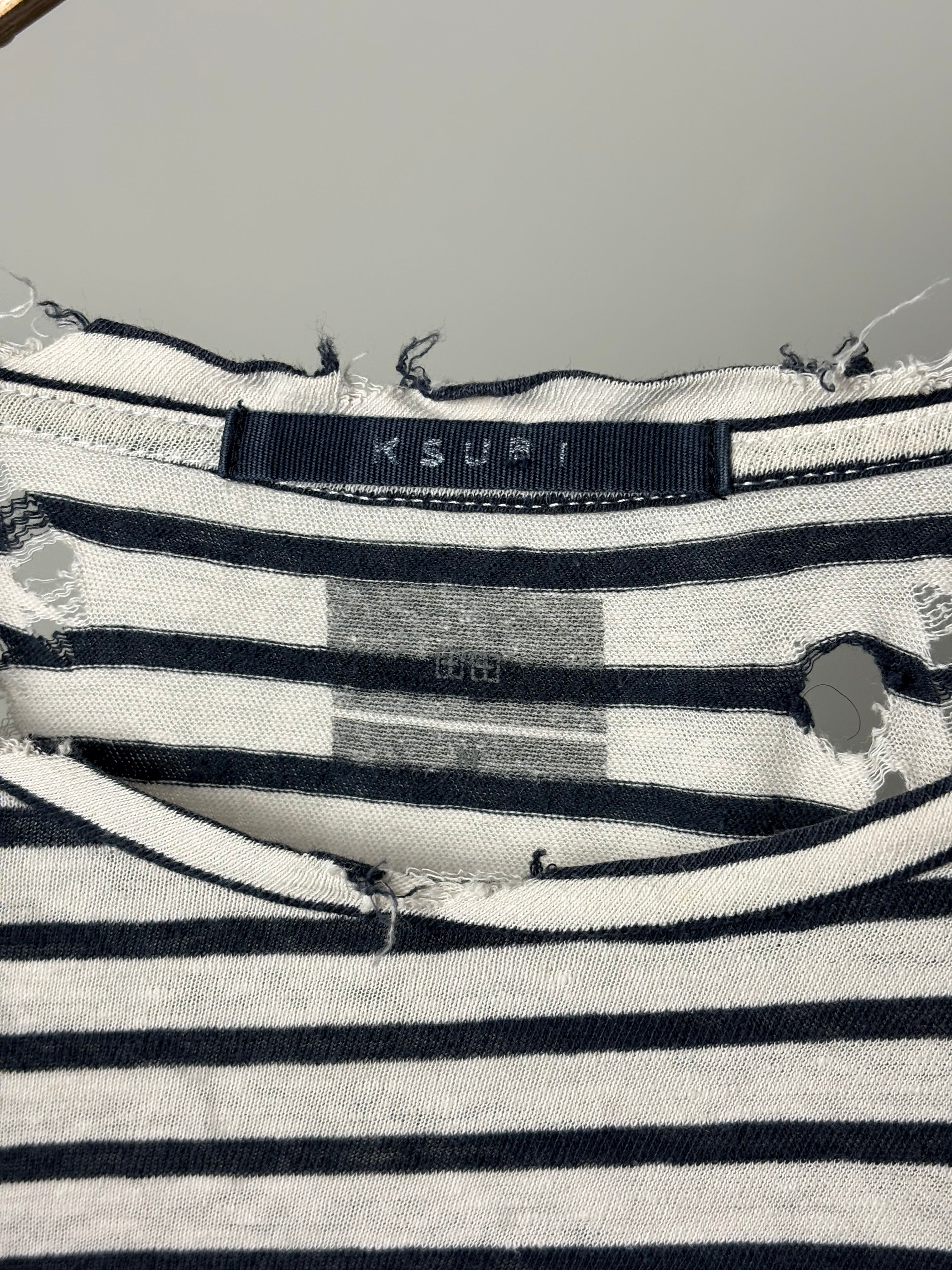 ‘KSUBI’ Striped Distressed LongSleeve T-Shirt