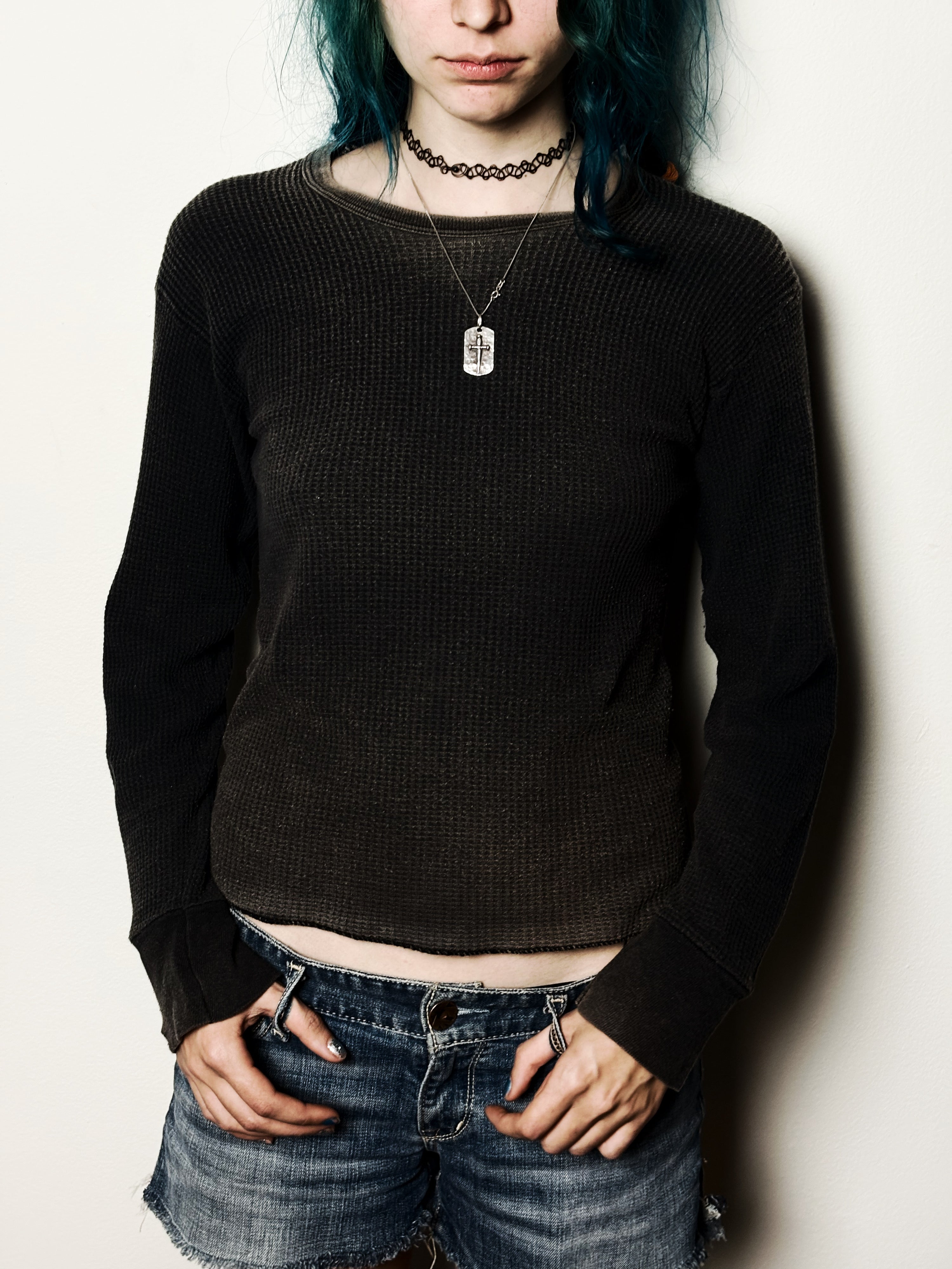 90s Black Faded Thermal LongSleeve