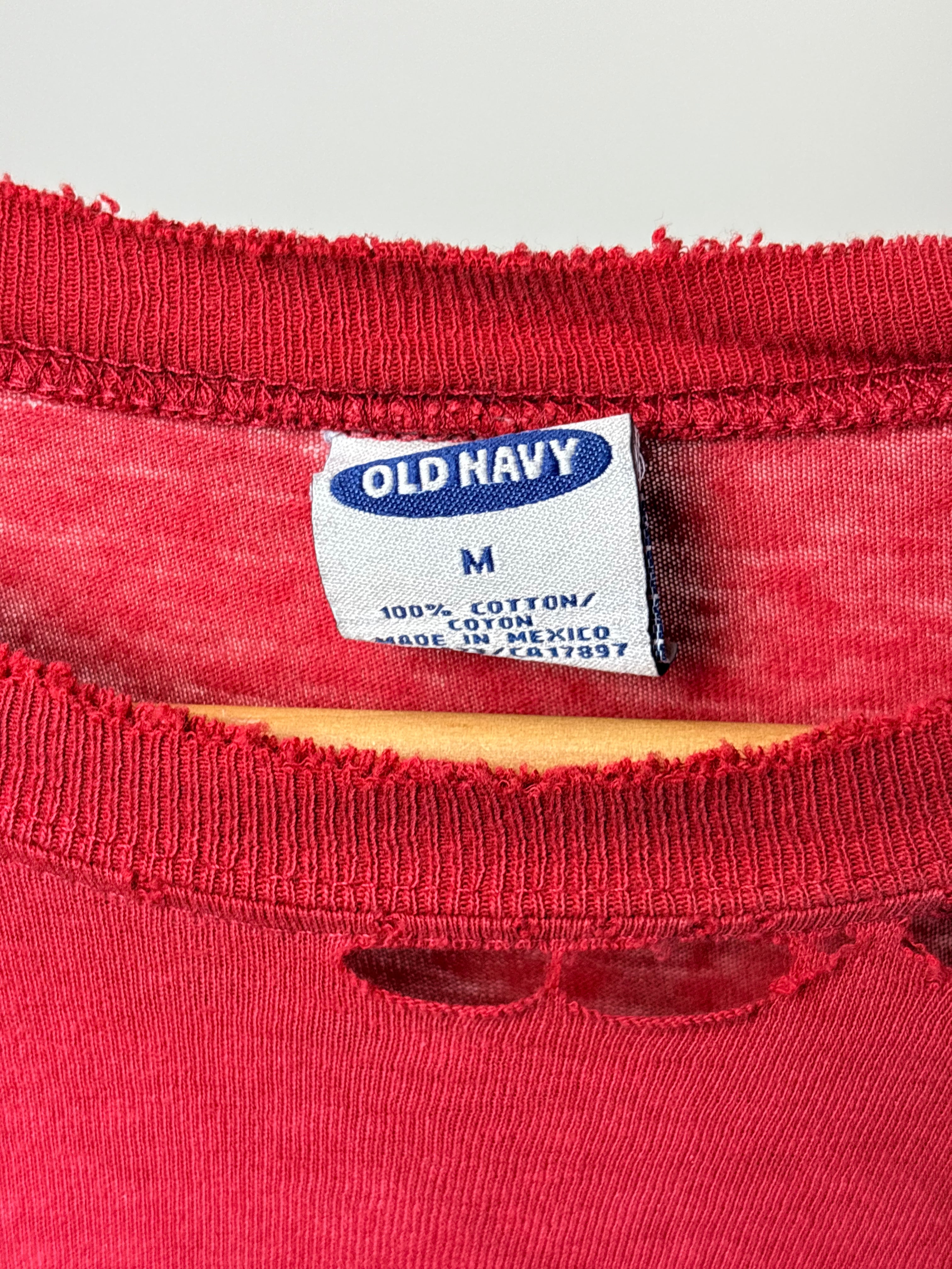 Distressed/Painted Old Navy Red LongSleeve Shirt